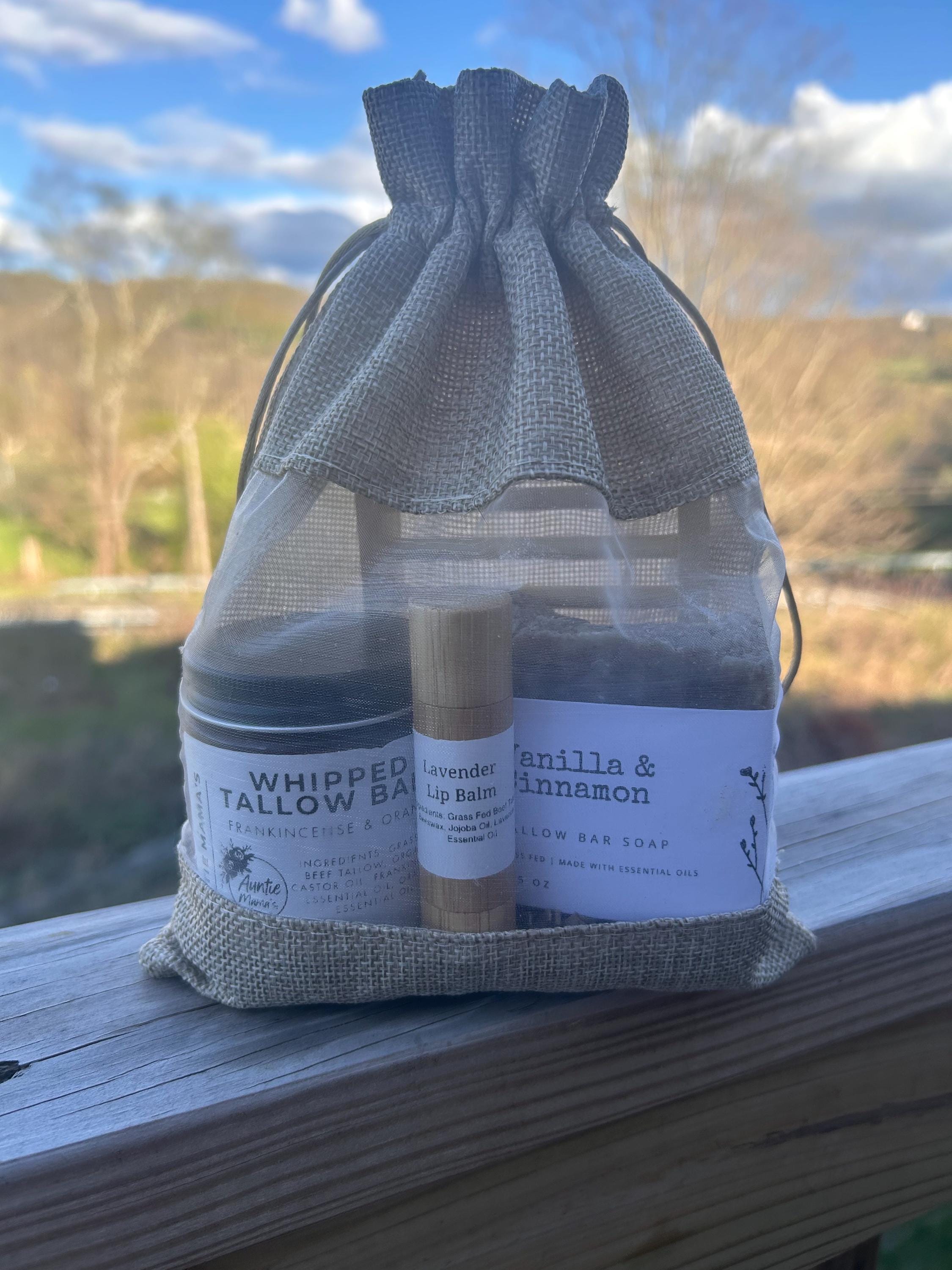 Spa Gift Bag - Tallow Soap, Tallow Body Butter, Tallow Lip Balm - Perfect Gift for Birthday, Mothers Day, Bridal Shower