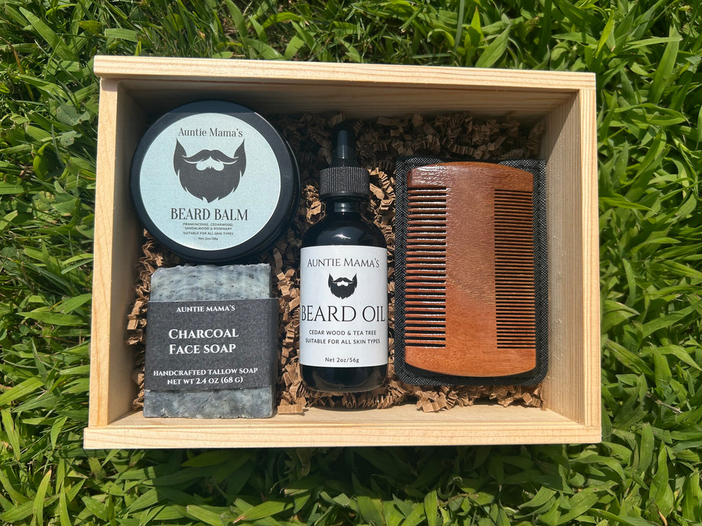 Beard Care Gift Set - Grass-Fed Beef Tallow Beard Balm - Beard Oil - Tallow Face Soap