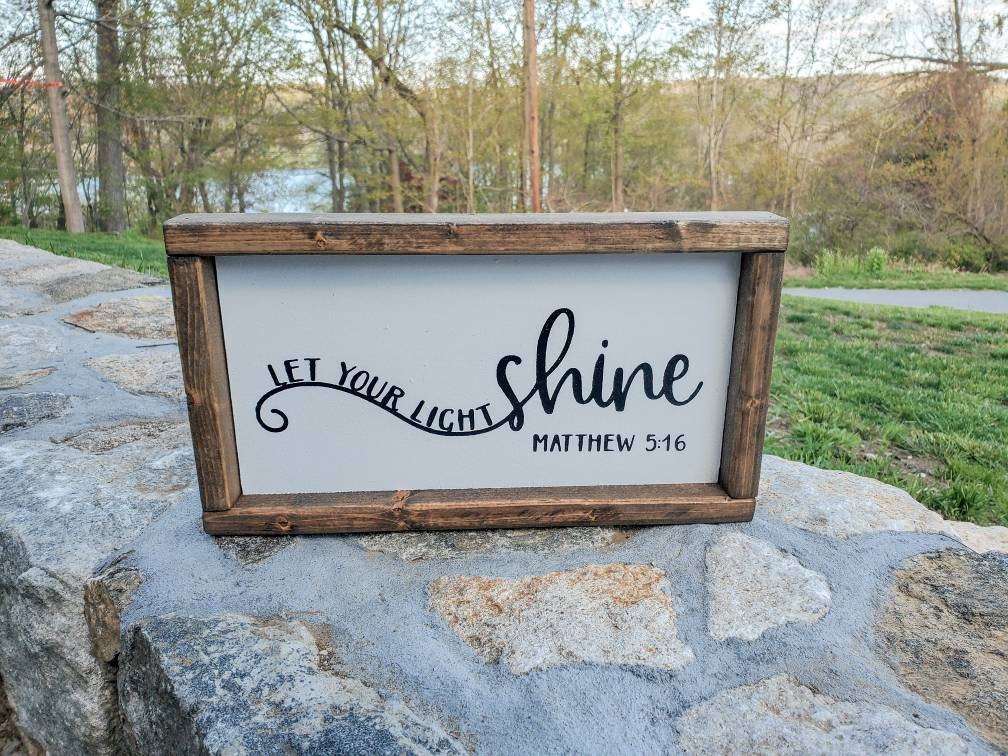 Let your light shine - Farmhouse Home Decor - Rustic Home Decor - Rustic Framed Sign - Farmhouse Framed Sign