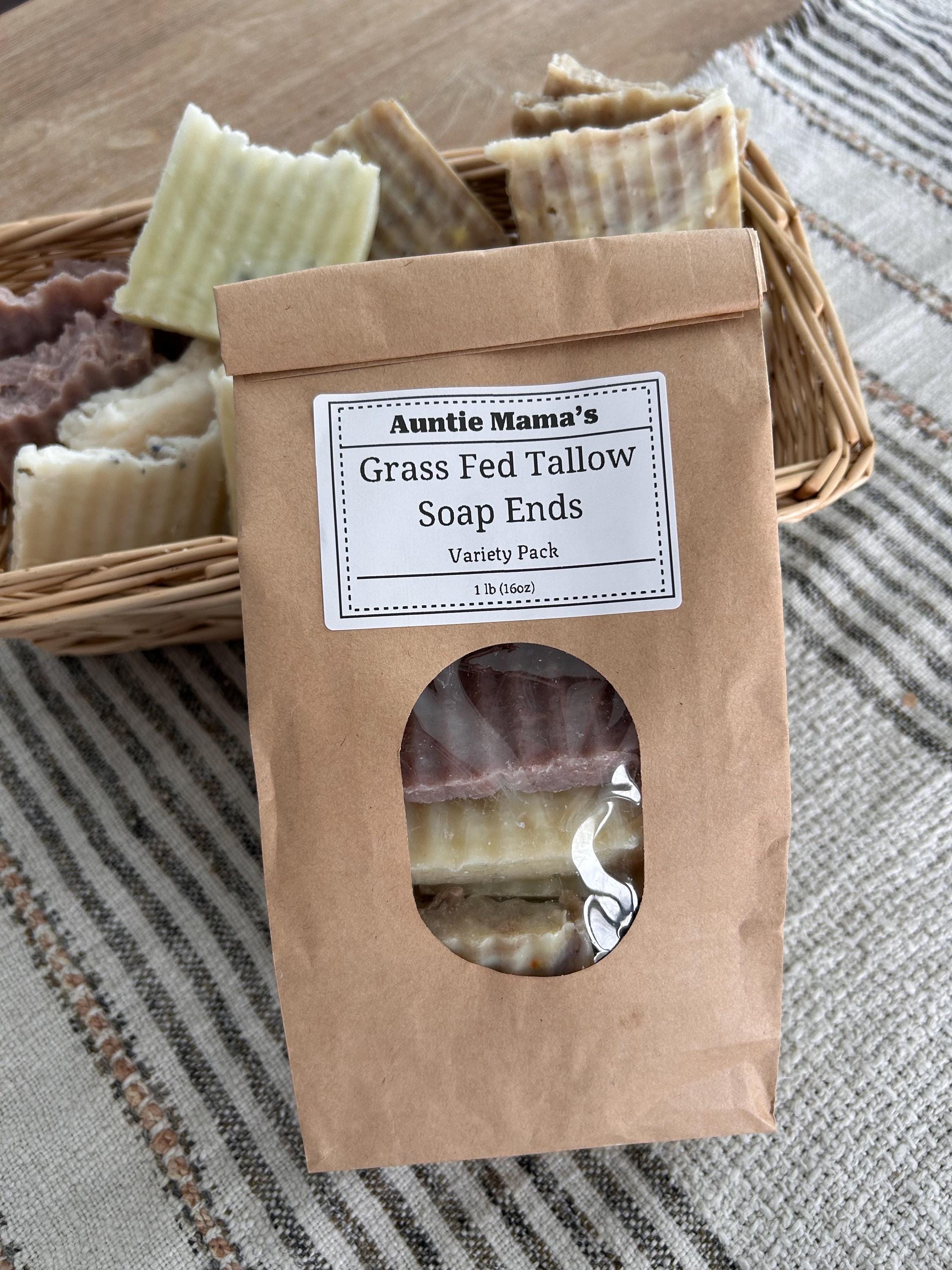 Very Thin Cut Grass Fed Tallow Bar Soap Ends - 1 lb Sampler