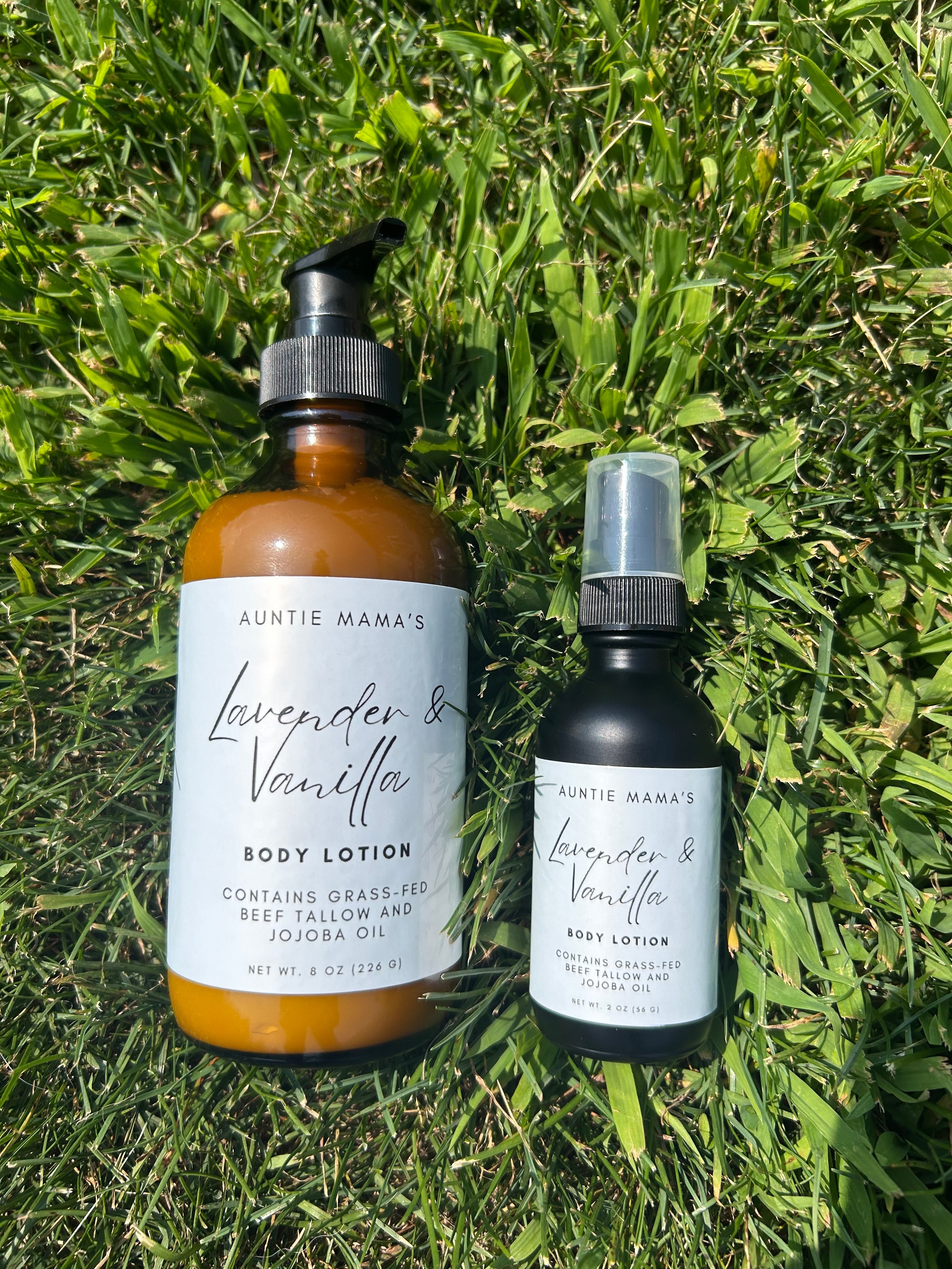 Grass Fed Tallow Lotion - Lavender & Vanilla - 2 oz or 8 oz Bottles