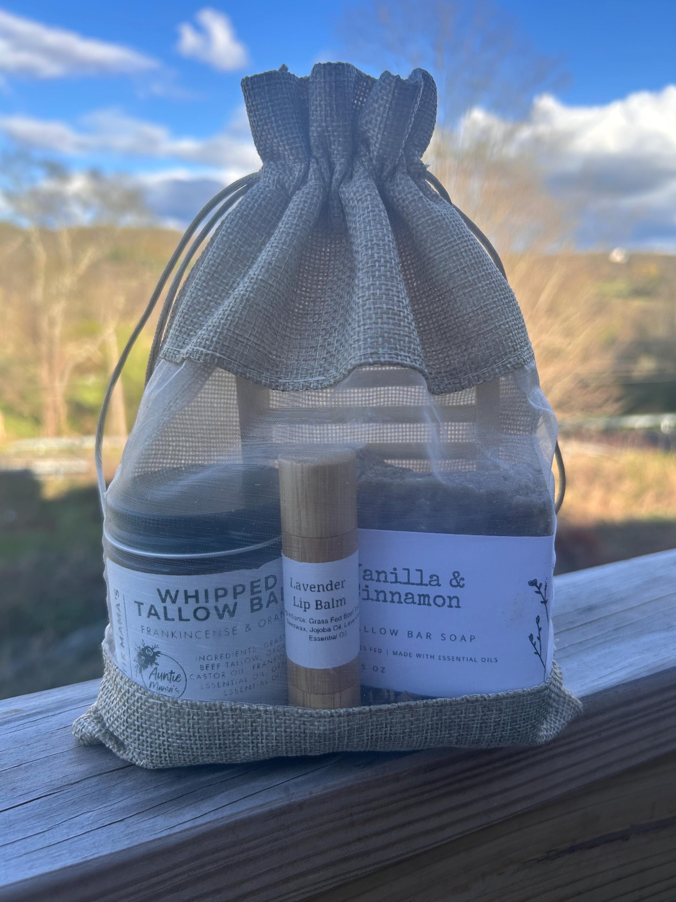 Spa Gift Bag - Tallow Soap, Tallow Body Butter, Tallow Lip Balm - Perfect Gift for Birthday, Mothers Day, Bridal Shower