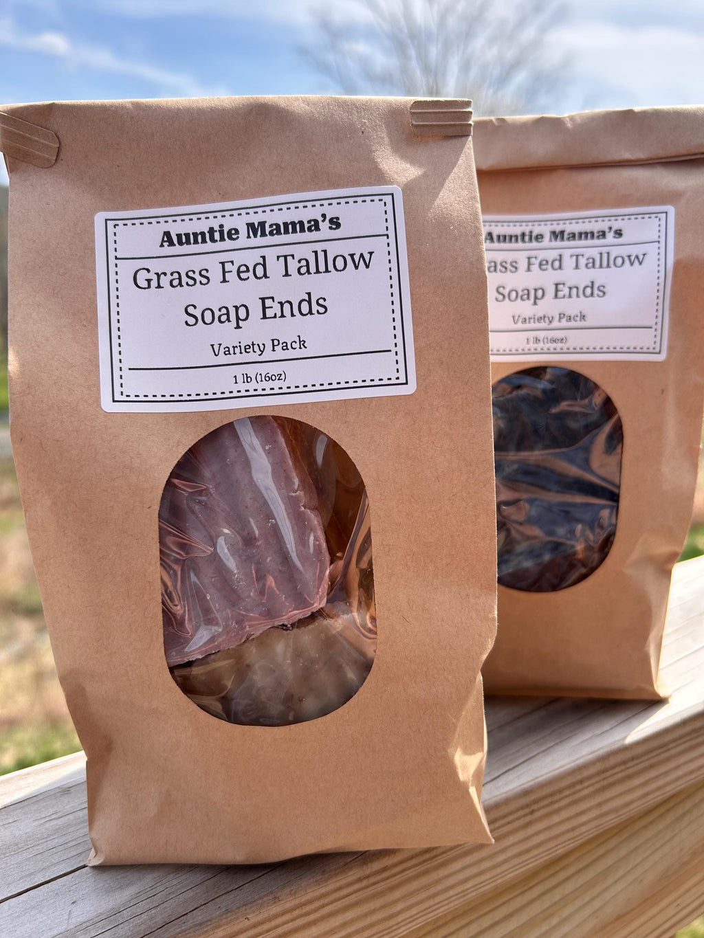 Very Thin Cut Grass Fed Tallow Bar Soap Ends - 1 lb Sampler