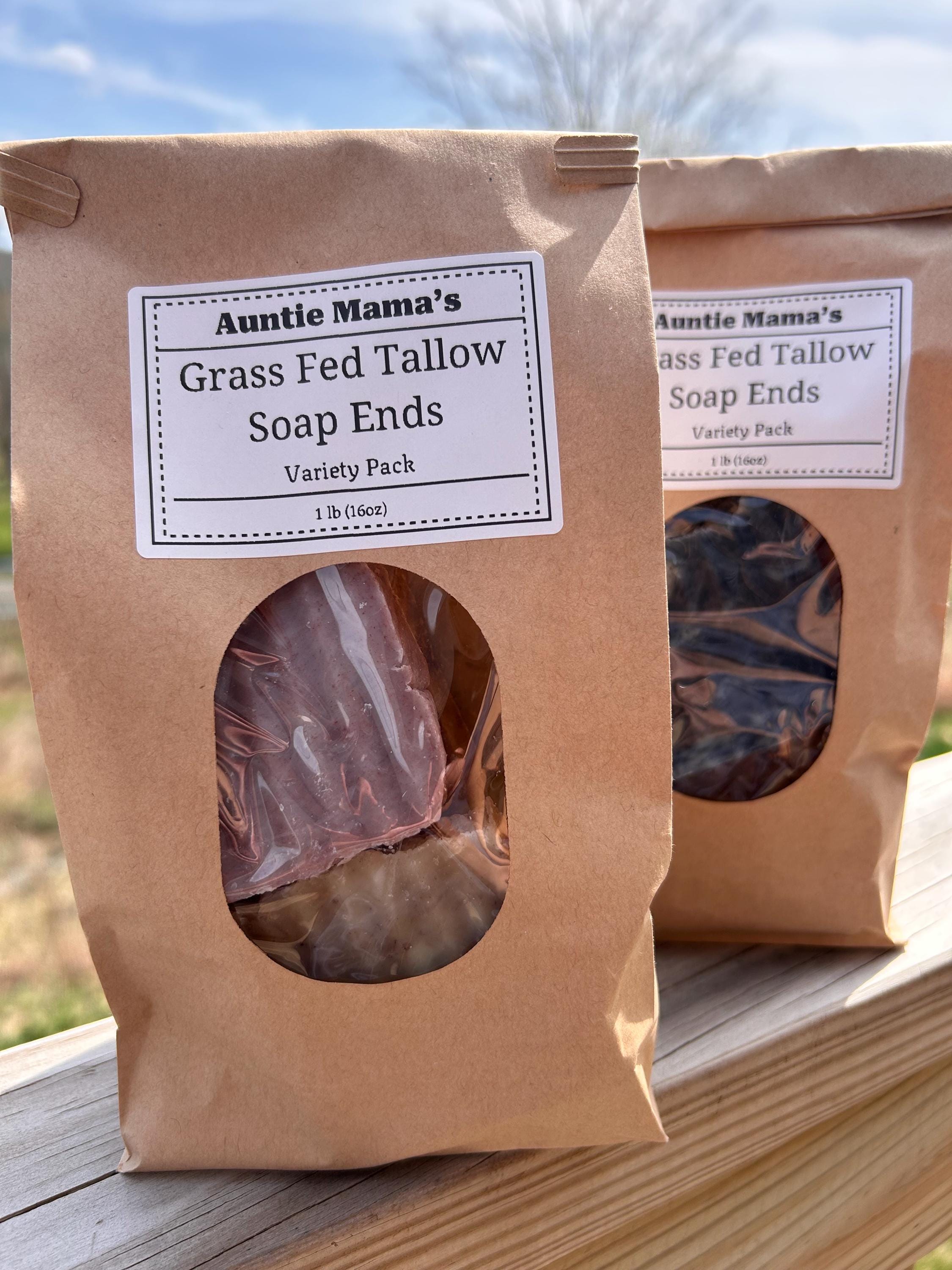 Very Thin Cut Grass Fed Tallow Bar Soap Ends - 1 lb Sampler